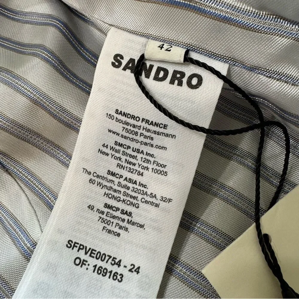 New Sandro France Palma Jacket Tailored Cut‎ Wool Blend Gray size 10 US - Picture 10 of 15